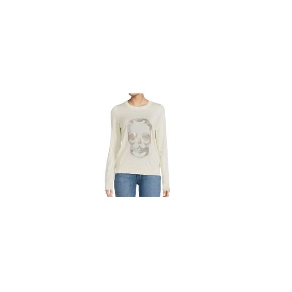Zadig & Voltaire Miss Camo Skull Strass Sweater Women’s Cream Size Medium - Picture 4 of 12